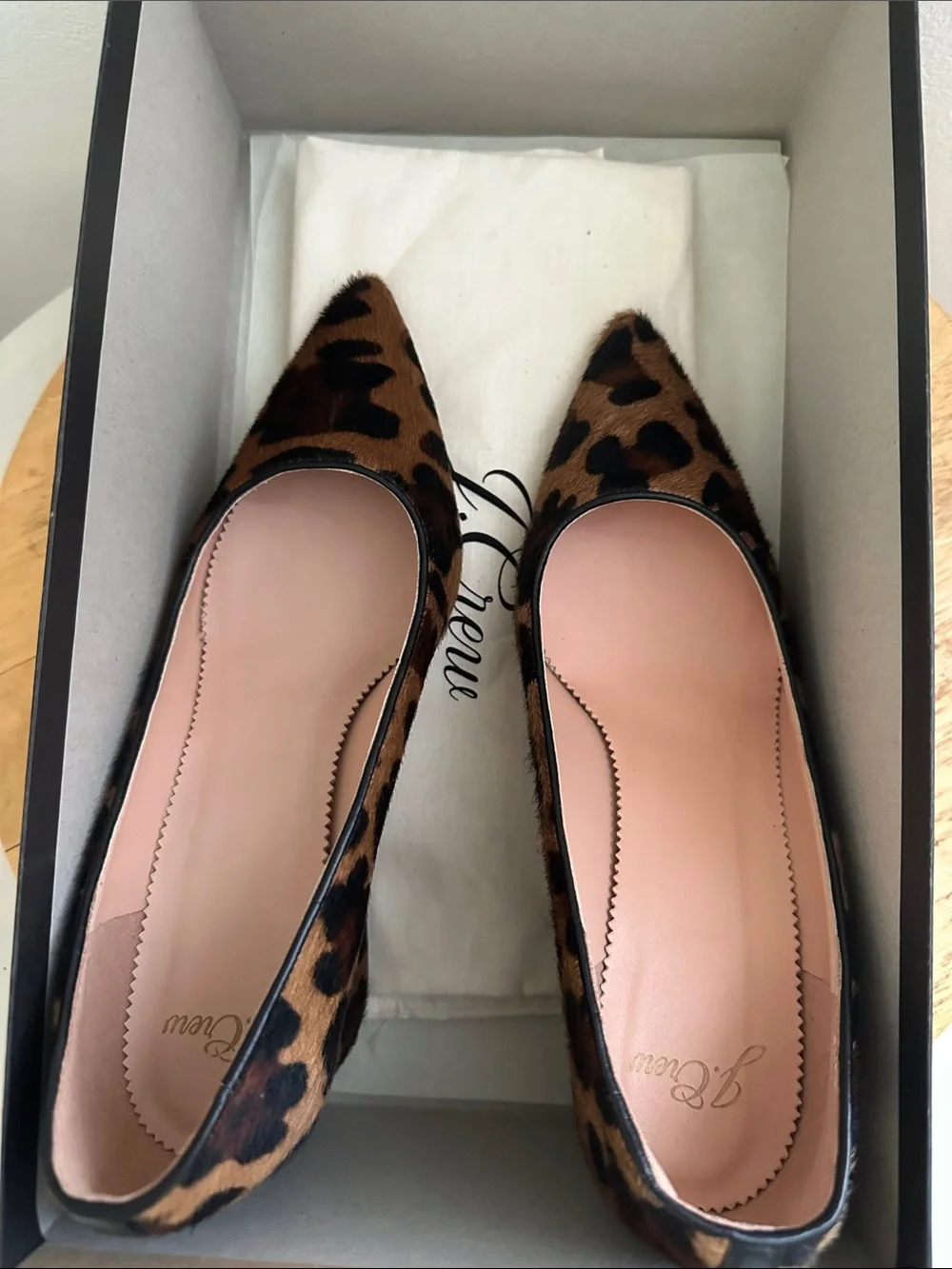 NIB. J. Crew Leopard Print Calf Hair Block Heel Pumps - size 5